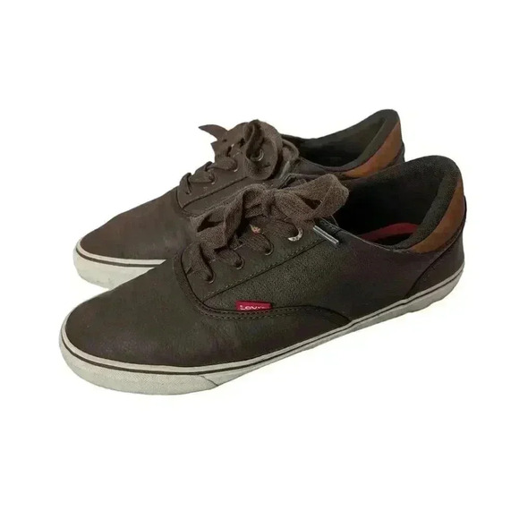Levi's Faux Brown Leather Ethan Sneaker Shoes Size 10.5 - Picture 1 of 10